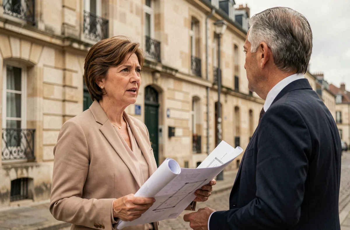 Gestionnaire du Cabinet Mery-Sanson devant un immeuble résidentiel classique en Essonne