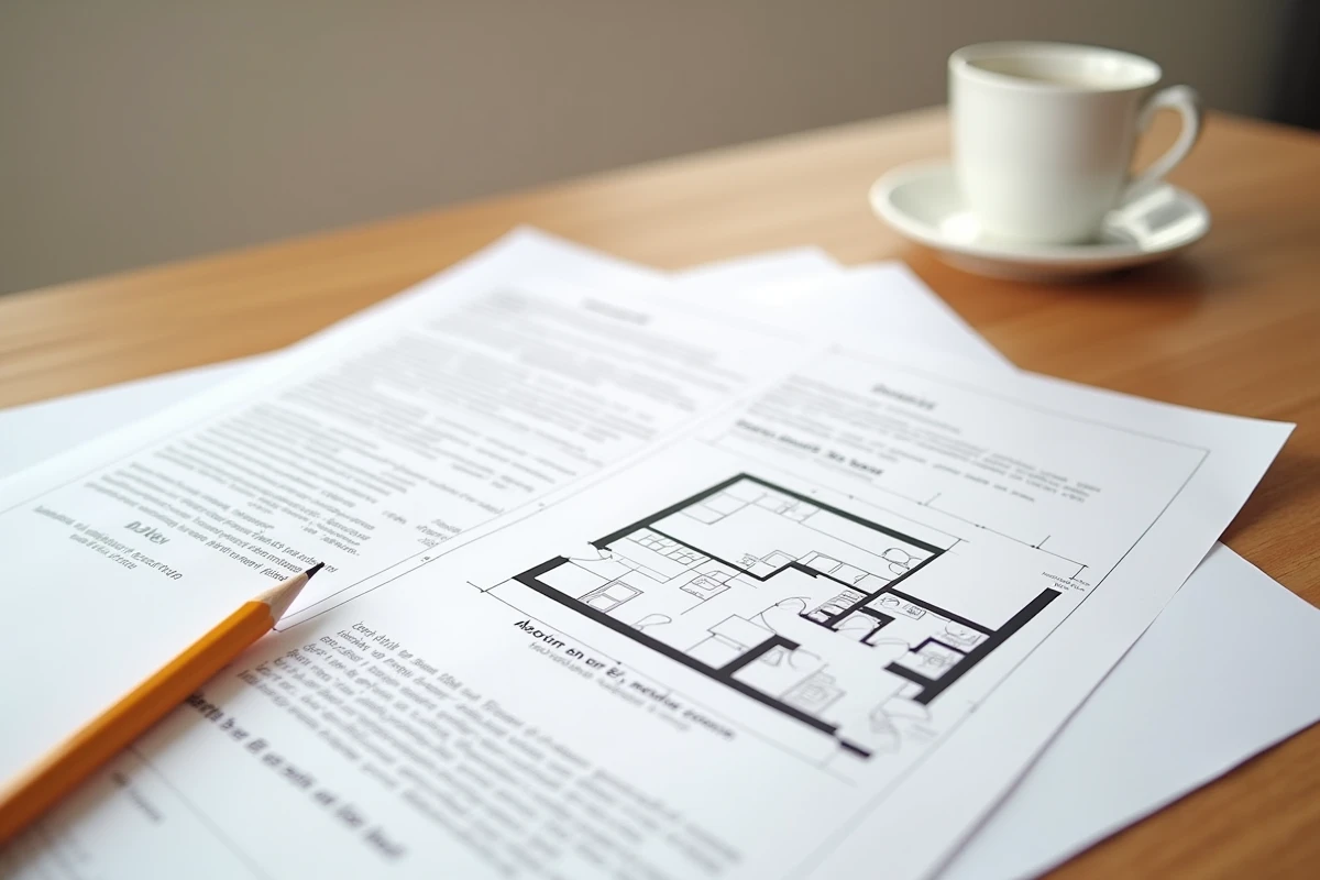 Contrat de location et plan d'appartement T3 sur une table, illustrant les questions juridiques liées à une chambre de moins de 9m2 dans un bien locatif