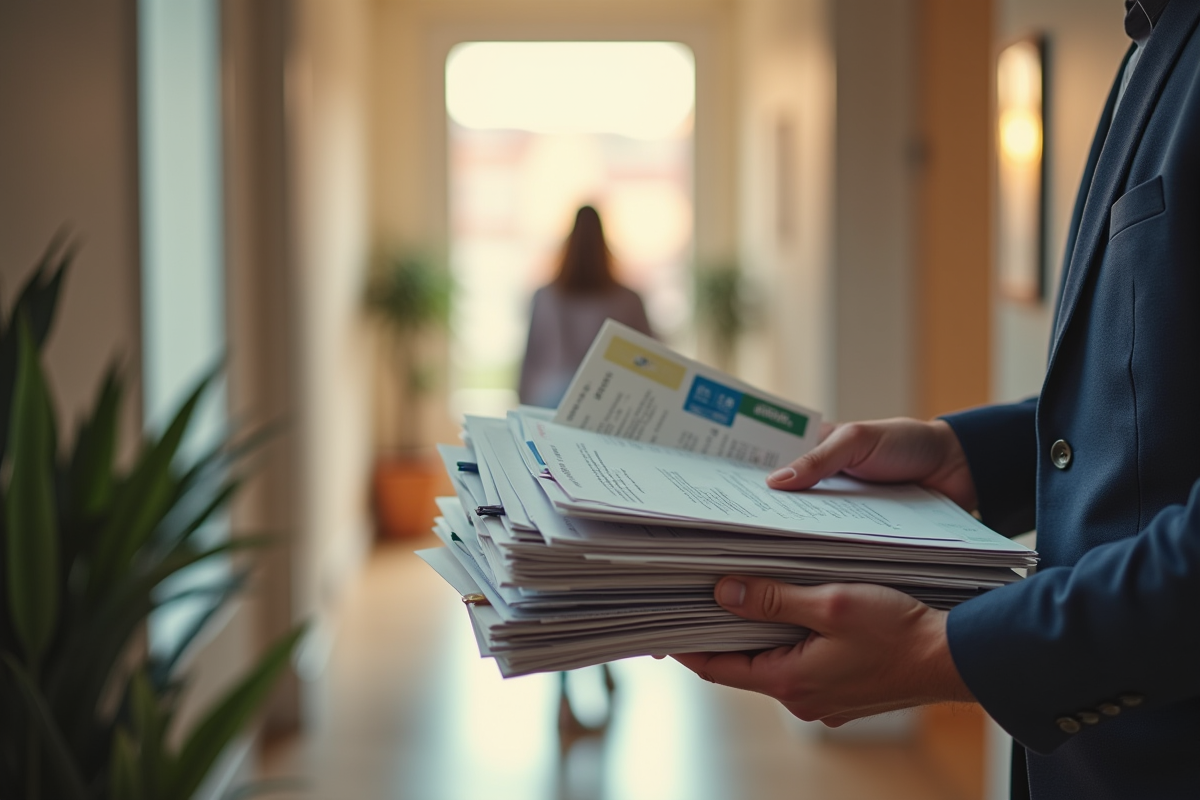 Personne tenant des dossiers et formulaires de changement d
