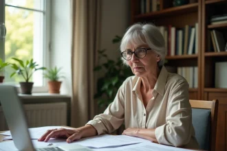 Femme consultant des documents fiscaux pour une exonération de taxe d'habitation sur résidence secondaire