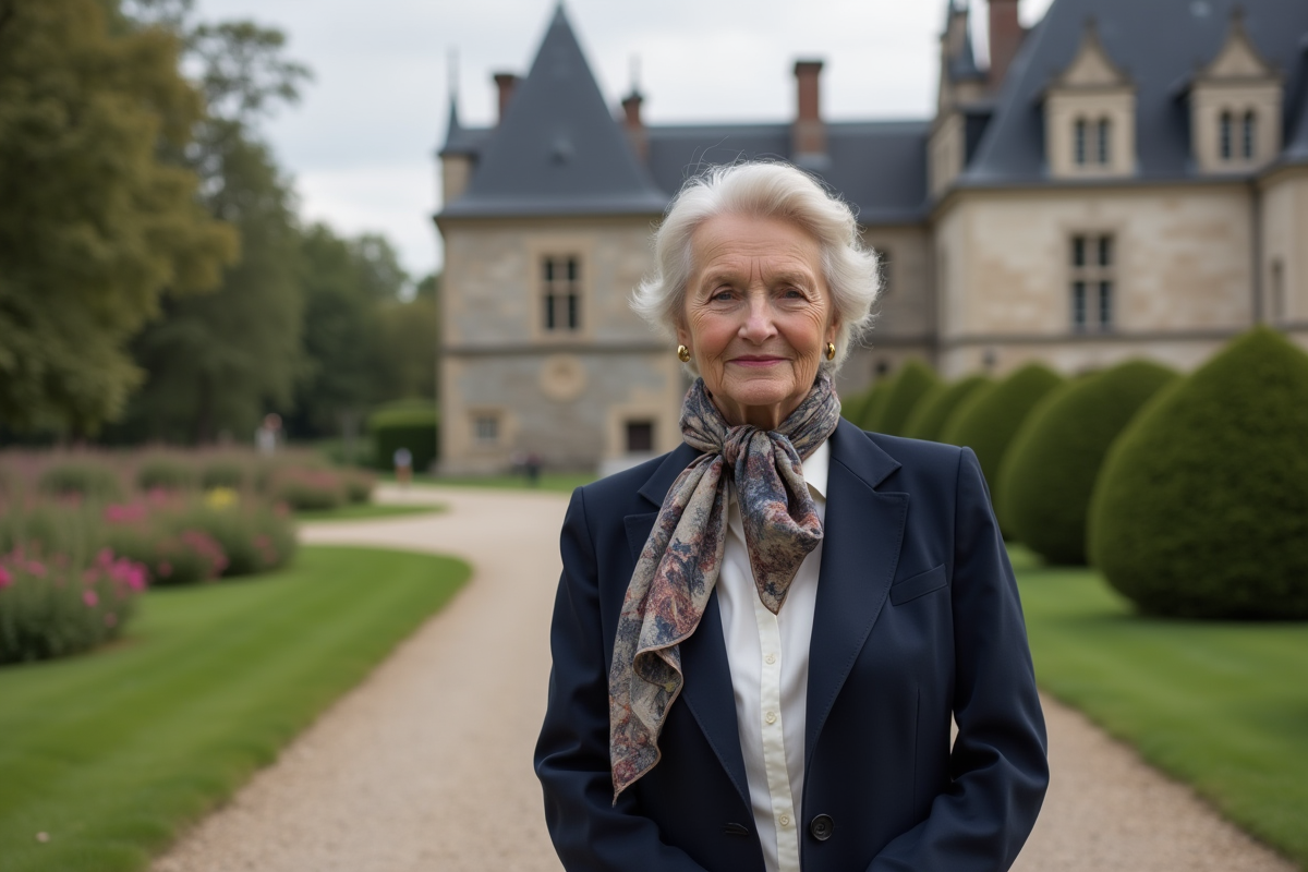 Femme élégante devant le Château de Chaumont