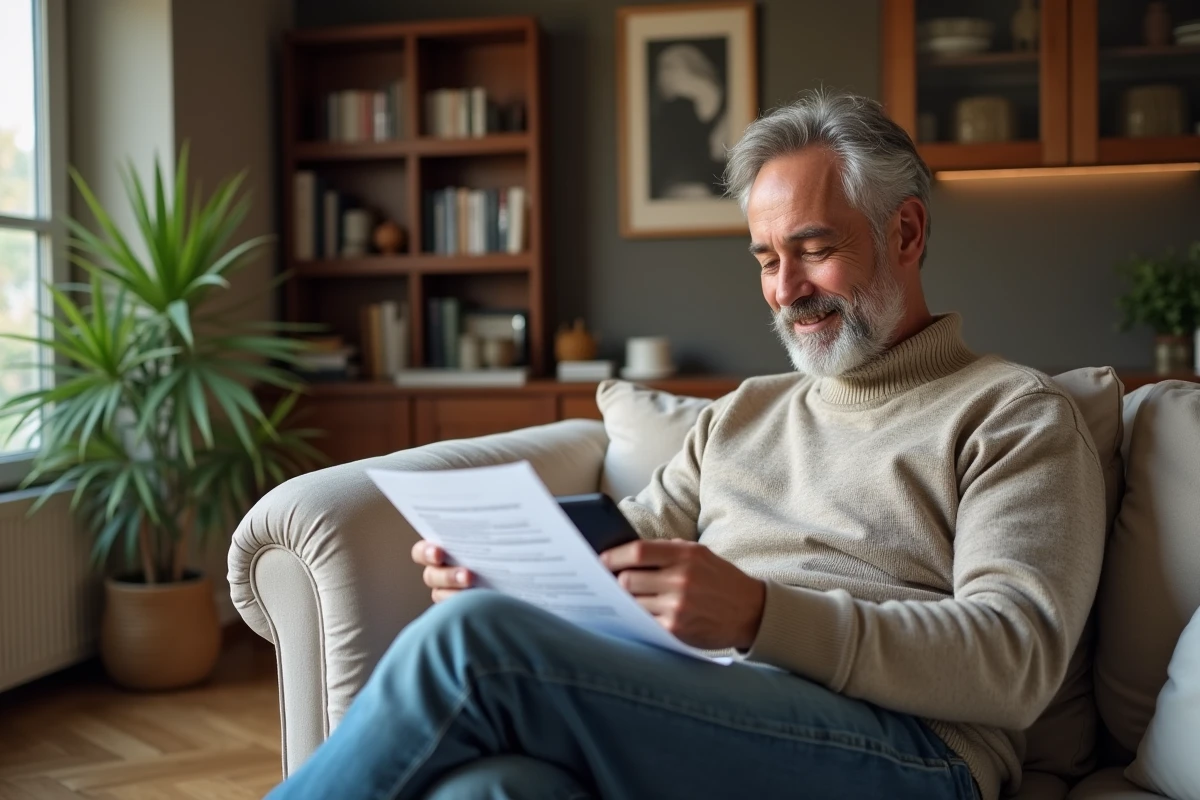 Homme détendu vérifiant un contrat d
