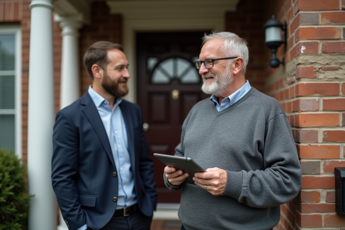 Homme discutant avec un agent d