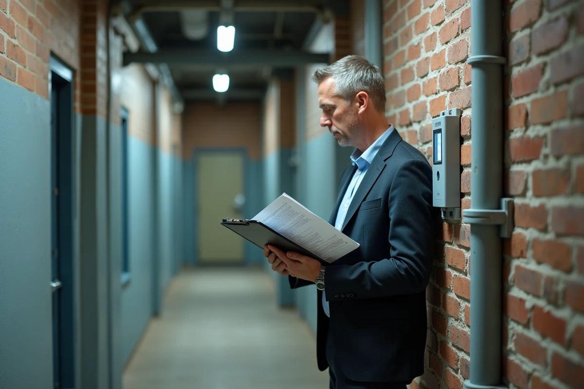 Homme inspecte un compteur d
