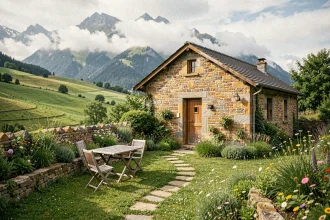 Petite maison en pierre avec jardin fleuri à louer entre particuliers dans les Hautes-Pyrénées