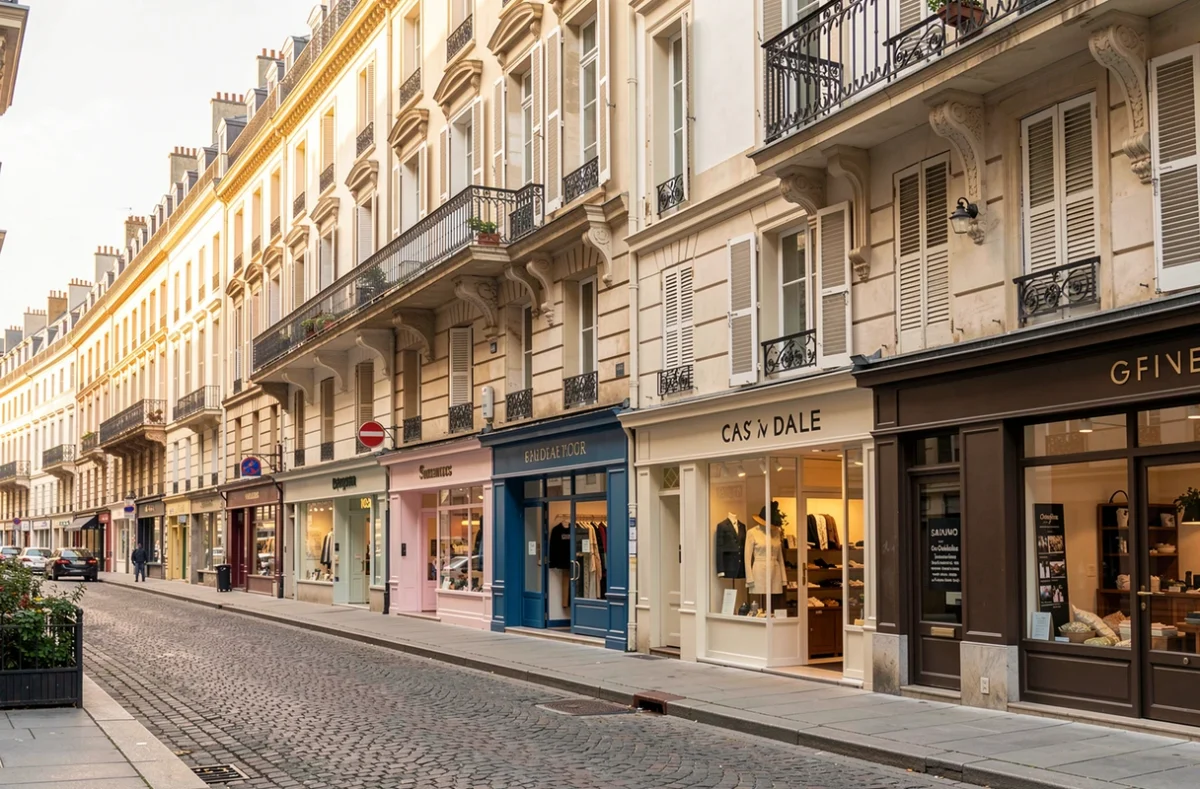 Rue résidentielle d'un quartier urbain avec immeubles d'habitation