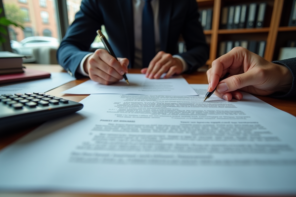 Gens signant des documents dans un bureau professionnel